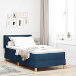 vidaXL Lit à ressorts avec matelas Bleu 200 x 90 cm tissu