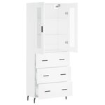 vidaXL Buffet haut Blanc 69 5x34x180 cm Bois d'ingénierie