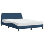 vidaXL Lit avec matelas bleu 140x190 cm tissu