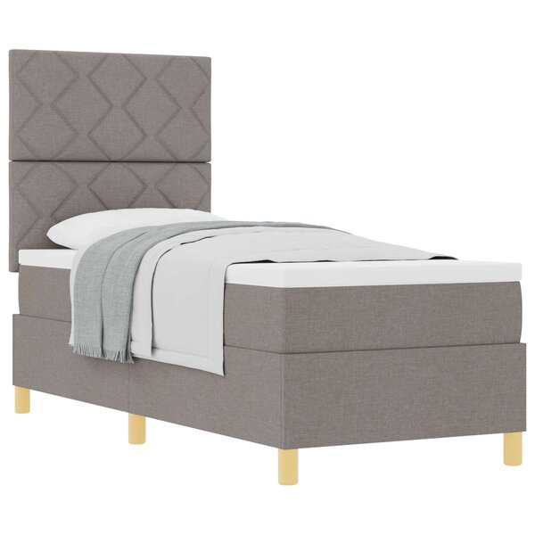 vidaXL Lit à ressorts avec matelas Taupe 80 x 200 cm tissu