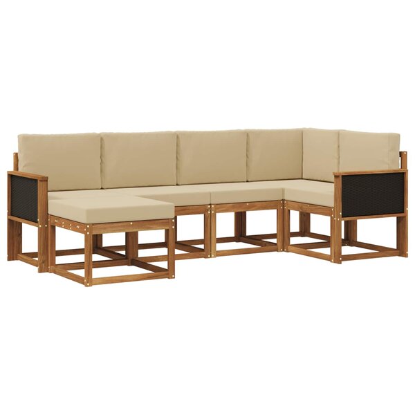 vidaXL Ensemble de canapés d'extérieur 6 pc Naturel et Beige