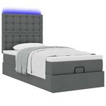 vidaXL Lit ottoman avec matelas et LED gris foncé 90x200 cm tissu
