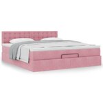 VidaXL Cadre de lit ottoman avec matelas rose 160x200 cm velours