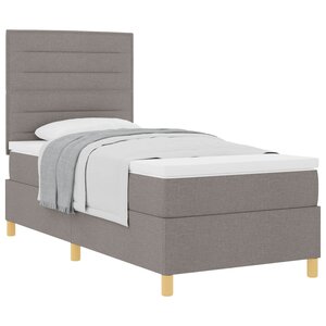 vidaXL Lit à ressorts avec matelas Taupe 90 x 200 cm tissu