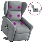vidaXL Fauteuil inclinable de massage électrique Gris clair Tissu