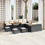 vidaXL Ensemble de canapé de jardin 14 Pièces Noir Poly rotin