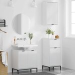 vidaXL Ensemble de mobilier de salle de bain 3 Pièces Blanc brillant