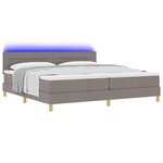 vidaXL Lit à ressort LED avec matelas Taupe 200 x 200 cm tissu