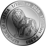 Pièce de monnaie en Palladium 12 Dollars g 0.031 (1/1000 oz) Millésime 2026 LION (PRÉCOMMANDE)