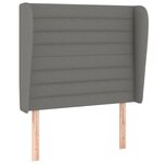 vidaXL Tête de lit avec oreilles Gris foncé 103x23x118/128 cm Tissu