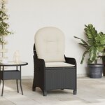 Chaise inclinable vidaXL avec coussin en poly rotin noir