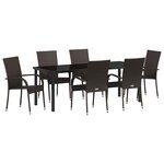 vidaXL Ensemble de salle à manger pour jardin 7 Pièces Marron