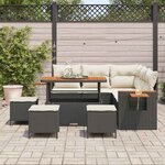 vidaXL Ensemble de canapé de jardin avec coussin 9 Pièces Noir et crème