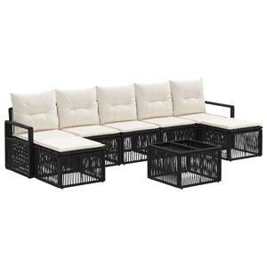 vidaXL Ensemble de canapé de jardin 8 Pièces Noir polyrotin