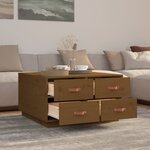vidaXL Table basse Marron miel 80x80x45 cm Bois massif de pin