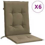 vidaXL Coussins de chaise à dossier bas lot de 6 taupe mélangé tissu