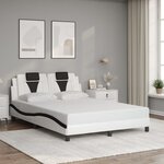 vidaXL Cadre de lit avec lumières LED blanc noir 140x200 cm similicuir