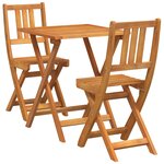 vidaXL Ensemble Bistro Pliable en Bois Massif d'Acacia de 3 Pièces