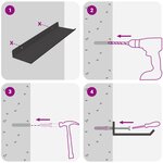 vidaXL Étagère Murale avec étagère 2 Pièces Noir 80 x 9 x 2.5 cm