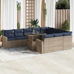 vidaXL Ensemble de canapés de jardin 11 Pièces et coussins rotin acacia