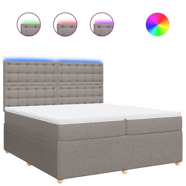 vidaXL Sommier à lattes de lit avec matelas Taupe 200x200 cm Tissu