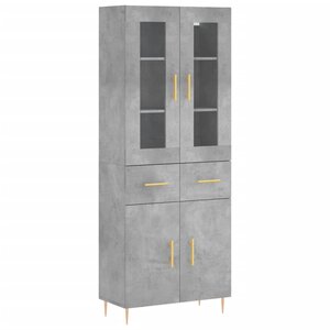vidaXL Buffet haut Gris béton 69 5x34x180 cm Bois d'ingénierie