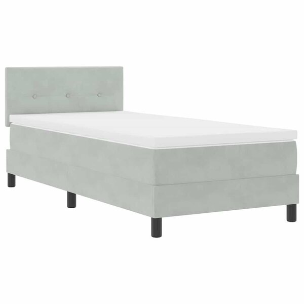Lit à ressort vidaXL avec matelas et lumière LED Gris clair 90x190 cm Velours