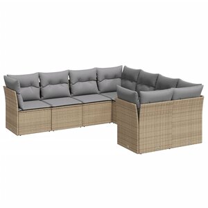 vidaXL Salon de jardin avec coussins 8 Pièces beige résine tressée