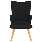 vidaXL Chaise de relaxation avec tabouret Noir Tissu