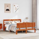 vidaXL Cadre de lit avec stockage 2 Pièces Cire marron Bois de Pin Massif