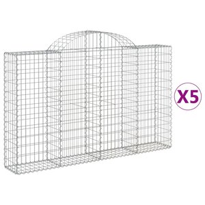 vidaXL Paniers à gabions arqués 5 Pièces 200x30x120/140 cm Fer galvanisé