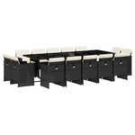 vidaXL Ensemble à manger de jardin 15 Pièces coussins noir résine tressée