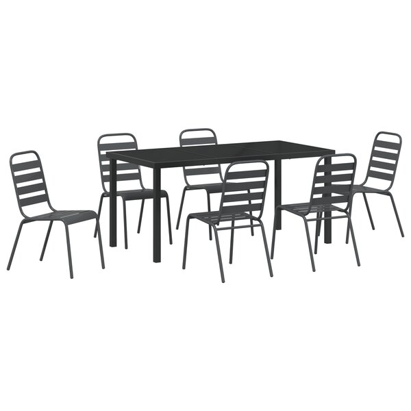 vidaXL Set de jardin 7 pièces en acier gris foncé