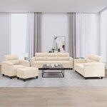 vidaXL Ensemble de canapés 4 Pièces avec coussins beige tissu microfibre