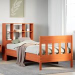 vidaXL Cadre de lit sans matelas cire marron 75x190 cm bois pin massif