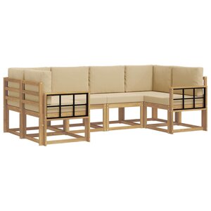 vidaXL Ensemble de canapés d'extérieur 6 pc Blanc et Beige