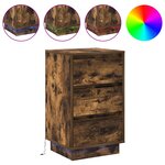 vidaXL Table de chevet avec LED Chêne fumé 39x34 5x65 cm Bois d'ingénierie