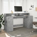 vidaXL Bureau et lumières LED gris béton 160x55x91cm bois d'ingénierie