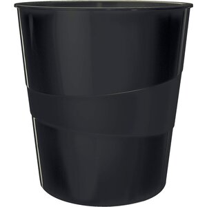 Corbeille à papier WOW  en plastique  15 litres  noir LEITZ