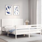 vidaXL Cadre de lit sans matelas blanc 160x200 cm bois massif