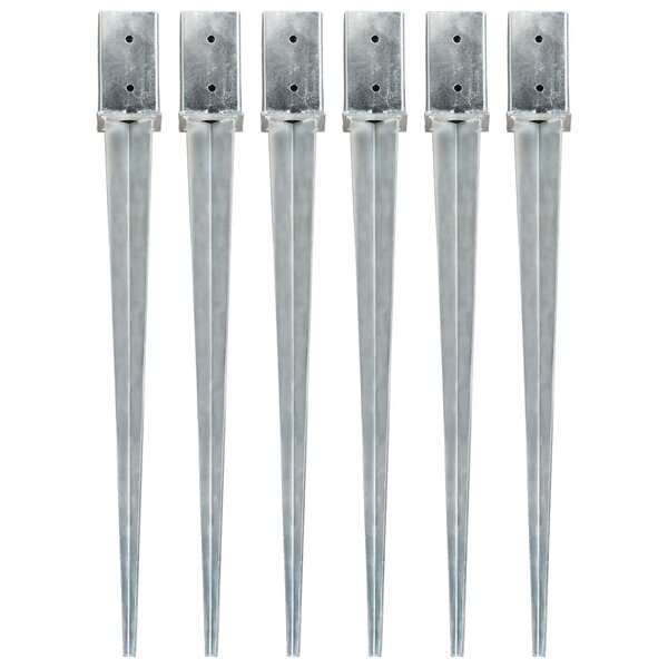 vidaXL Piquets au sol 6 Pièces Argenté 8x8x91 cm Acier galvanisé