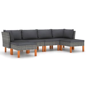 Salon de jardin meuble d'extérieur ensemble de mobilier 6 pièces avec coussins résine tressée gris 02_0016857
