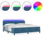Lit à ressort vidaXL avec matelas et LED bleu foncé 200x200 cm en velours