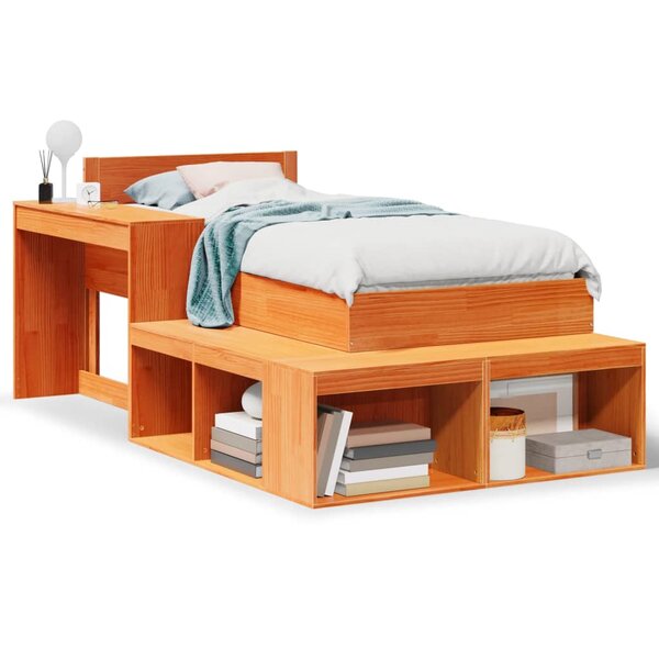 vidaXL Cadre de lit sans matelas cire marron 75x190 cm bois pin massif