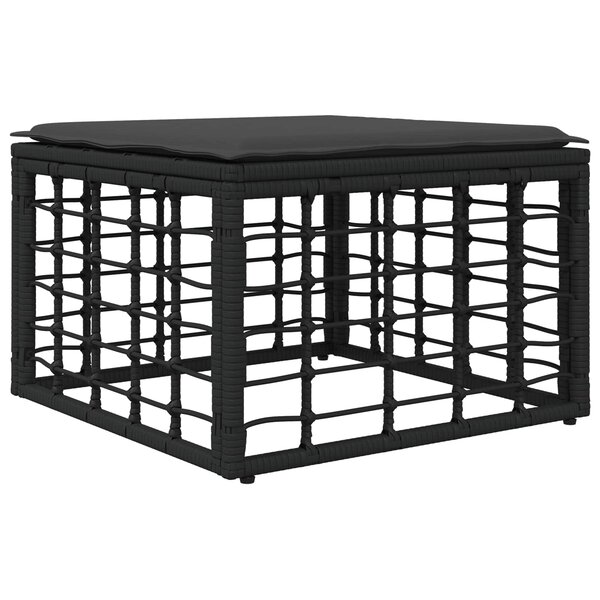 vidaXL Pouf de Jardin Noir polyrotin