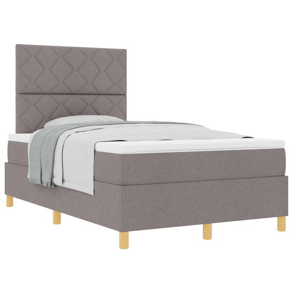 vidaXL Lit à ressorts avec matelas Taupe 120 x 190 cm tissu