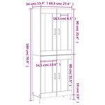 vidaXL Buffet haut Gris béton 69 5x34x180 cm Bois d'ingénierie