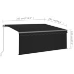 vidaXL Auvent manuel rétractable avec store 3x2 5 m Anthracite