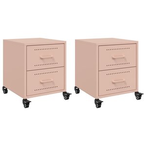 vidaXL Tables de chevet 2 Pièces rose 36x39x43 5 cm acier