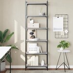 vidaXL Bibliothèque 6niveaux sonoma gris 60x30x188cm bois d'ingénierie